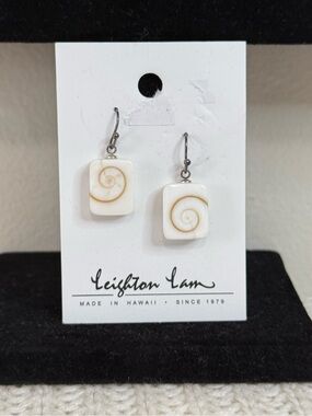 Leighton Lam White Shell Spiral Drop Earrings